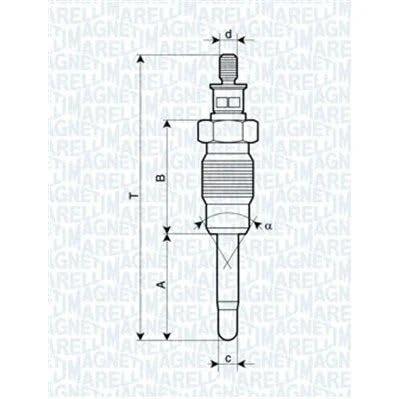Abbildung von MAGNETI MARELLI 062900016304 Glühkerze 11V 10A M12X1,25