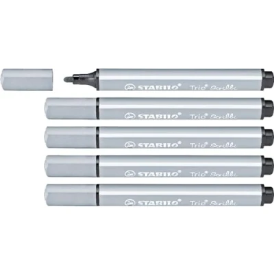 Abbildung von Gefederter Dreikant Filzstift STABILO Trio Scribbi 5er Pack elefantengrau