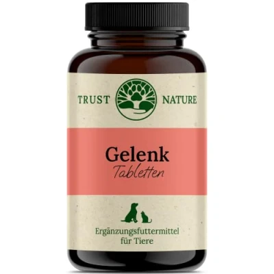 Abbildung von Trust Nature Gelenktabletten für Hunde Grünlippmuschel, Glucosamin, Teufelskralle, Bierhefe, Kurkuma, MSM, Vitamin C, Ingwer, bioaktive Kollagenpeptide 120 Kautabletten I Made in Germany