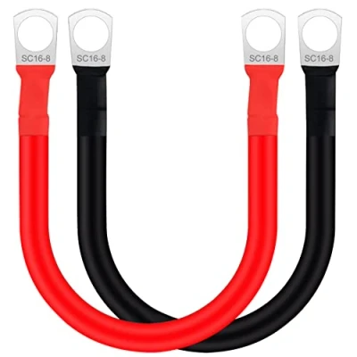 Abbildung von HuaLiSiJi Batterie Verbindungskabel 16mm² 5AWG M8 Kabel Verbindung 12V 24V Autobatterie mit Ringösen Kabelsatz für Auto,LKW, Solar, Marine,Motorrad 50cm