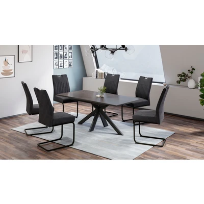 Abbildung von HELA Essgruppe &quot;MAIN&quot;, (7 tlg.), Tisch 140 180 cm, Synchronauszug, Stuhl XL Sitzbreite und Federkorb