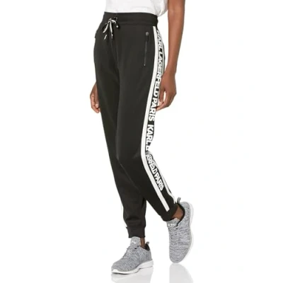 Abbildung von Karl Lagerfeld Paris Damen Block Letter Logo Jogger Trainingsanzug, Schwarz/Weiß, S