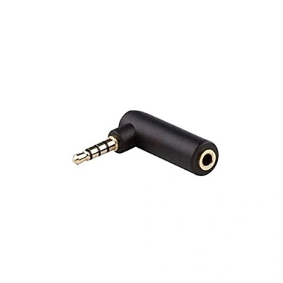 Abbildung von conecto 3,5mm Klinkenadapter 90, vergoldete 4Pin Klinkenstecker auf Klinkenbuchse, schwarz