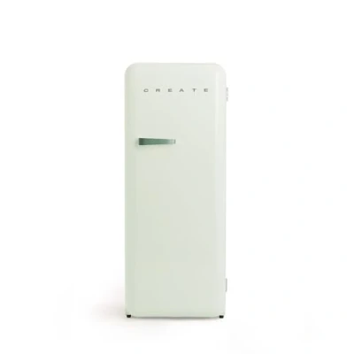 Abbildung von CREATE / RETRO FRIDGE 150 SAGE/Kühlschrank mit Gefrierfach 281L in Pastellgrün, Griff Salbeigrün 102W, niedriger Energieverbrauch, 150cm, 3 Ablagen, Temperaturregelung,60x60x150cm