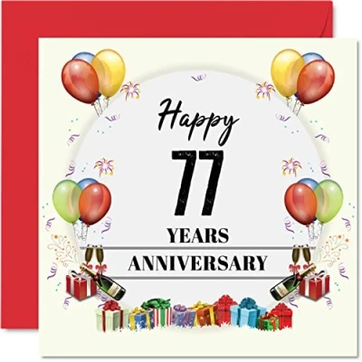 Abbildung von Stuff4 Glückwunschkarte zum 77. Hochzeitstag für Ehemann, Ehefrau Jubiläumsparty Partner, 145 mm x Grußkarten Jahrestage