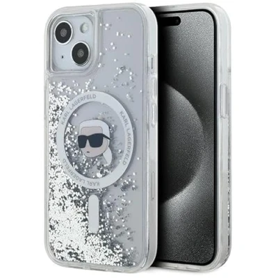 Abbildung von CG Mobile Karl Lagerfeld KLHMP15SLGKISGH Hülle für iPhone 15/14 / 13 6.1&quot; hardcase transparent Liquid Glitter Head