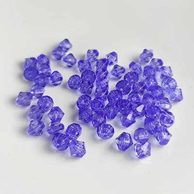 Abbildung von Doppelkegel/Bicone 6 mm 80 Stück Perlen Kristall Lose mit Loch 100er Set DIY Basteln tschechische Facettiert Beads Schmuck Acryl auffädeln Nieten Steine Blau