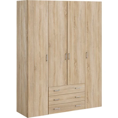 Abbildung von Home affaire Kleiderschrank, Mit viel Stauraum, graue Stangengriffe, Gr. ca. 200,4 x 154 49,5 cm