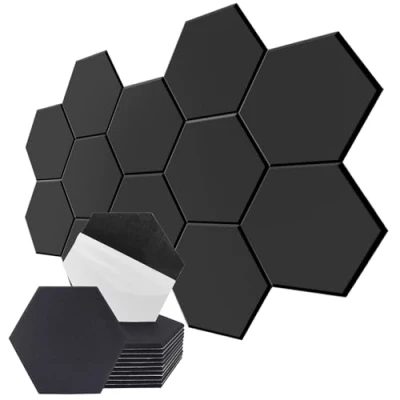 Abbildung von SOSINYA 12 Selbstklebende Akustikpaneele/Akustikplatten,30x26x1cm,Schallabsorberwand mit hoher Dichte,Schallschutzplatten/Akustikschaumstoff für Tür/Wanddekoration und akustische Behandlung (Schwarz)