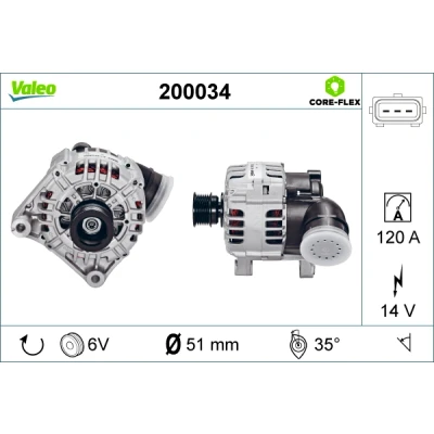 Abbildung von VALEO 200034 Lichtmaschine 14V 120A BMW: X5, 3 Limousine, Coupe