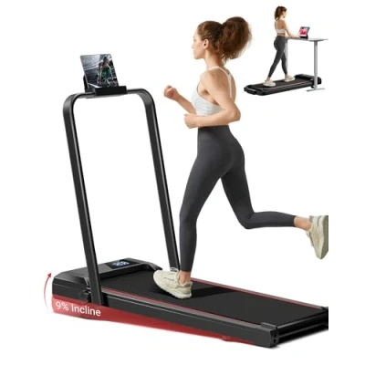 Abbildung von LONTEK Laufband für Zuhause klappbar 12km/h, mit Steigung Bürstenlosem Motor, Walking Pad max. Belastung 136 kg.