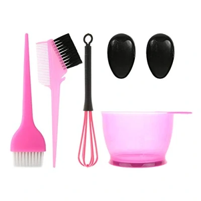 Abbildung von Asudaro Haarfärbepinsel Haare Faerben Set,5 Stück Färbepinsel Faerbeset, Haarfärbepinsel, Ohrenschützer, Rührwerk, Haarfärbemittelschale Färbeschale mit Skala für das DIY Salonwerkzeug Rosa