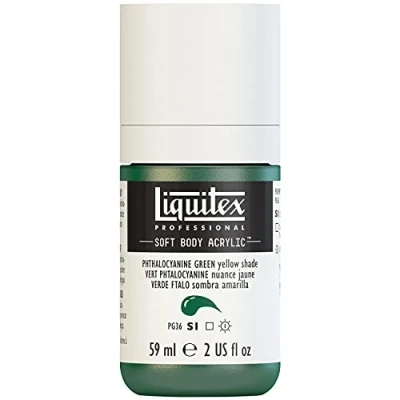 Abbildung von Liquitex 1959319 Professional Acrylfarbe Soft Body Künstlerfarbe in cremiger deckender Konsistenz, hohe Pigmentierung, lichtecht &amp; alterungsbeständig, 59ml Flasche Phthalogrün (Gelbton)