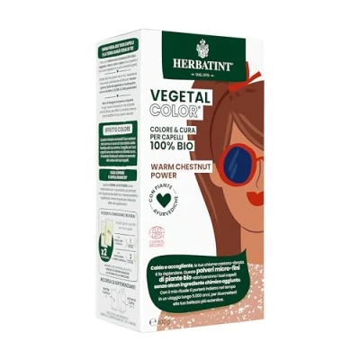 Abbildung von Herbatint Vegetal Color 100% natürliche und organische Pflanzenfarbe WARM CHESTNUT POWER Warmes Braun 100 g