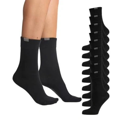 Abbildung von Nur Die 9er Pack Passt Perfekt Socken atmungsaktive Baumwolle einfarbig Komfortbund ohne drückende Naht Damen