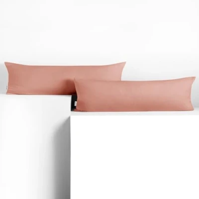 Abbildung von DecoKing 2 Kissenbezüge 20x120 cm Jersey Baumwolle Reißverschluss Lachs Amber