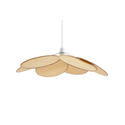 Abbildung von Lindby Hängeleuchte Astraia, natur/weiß, Rattan, Ø 80 cm