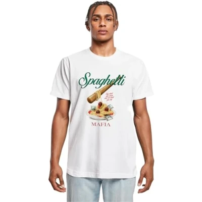 Abbildung von Mister TEE Spaghetti Mafia Tshirt print, Herren, Größe: Large, White