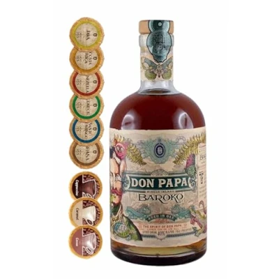 Abbildung von Don Papa Rum Baroko + 9 Edelschokoladen in Geschmacksvariationen