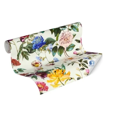 Abbildung von living walls Vliestapete &quot;DesignDrop vorgeleimte Tapete Design Mustertapete Weiß Gelb&quot;, matt, vorgekleistert floral für Schlafzimmer Wohnzimmer Küche