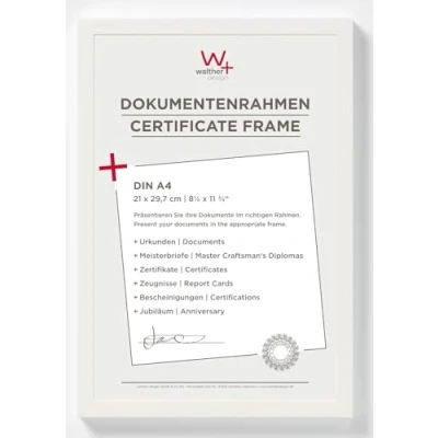 Abbildung von walther design Bilderrahmen polarweiss 21 x 29,7 cm (DIN A4) Dokumentenrahmen Peppers Holzrahmen BP130V