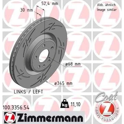 Abbildung von ZIMMERMANN BLACK Z 100.3356.54 Bremsscheibe 345 30 6/5 5 112 innenbelüftet, geschlitzt beschichtet hochgekohlt AUDI: A5 B9 Coupe, A7 Sportback