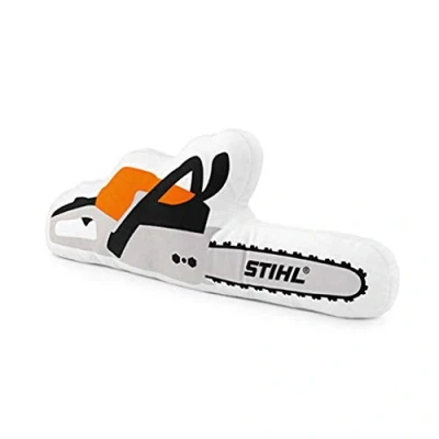 Abbildung von Stihl Kissen in Motorsägeform aus weichem Plüschmaterial Länge ca. 50 cm