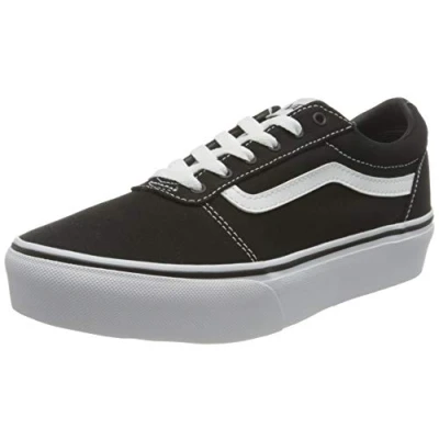 Abbildung von Vans Mädchen Ward Platform Canvas Sneaker, Leinwand Schwarz Weiß, 33 EU