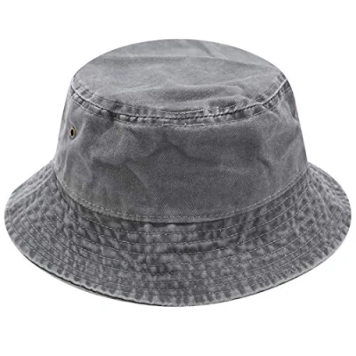 Abbildung von Yixda Vintage Cotton Fischerhut Sonnenhut Washed Retro Outdoor Bucket Hat (Grau)