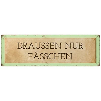 Abbildung von Interluxe METALLSCHILD Blech DRAUSSEN NUR FÄSSCHEN Shabby Lustig Grillen Männer Terrasse