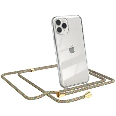 Abbildung von EAZY CASE Handykette kompatibel mit iPhone 11 Pro Handyhülle Umhängeband, Handykordel Schutzhülle, Silikonhülle, Hülle Band, Stylische Kette für Smartphone, Rainbow