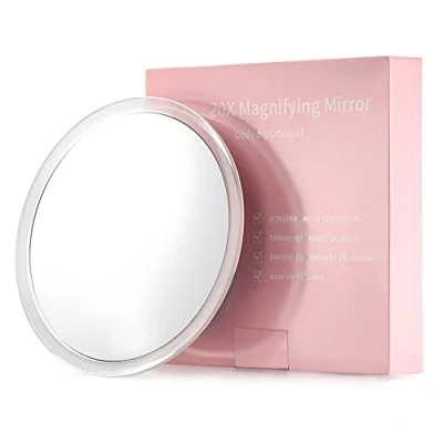 Abbildung von 20X Vergrößerungs Spiegel mit 3 Saugnäpfen Verwendung für Make up Zupfen der Augenbrauen Pinzetten Entfernen von Mitessern und Schönheitsfehlern Perfekt Reisen zu Hause