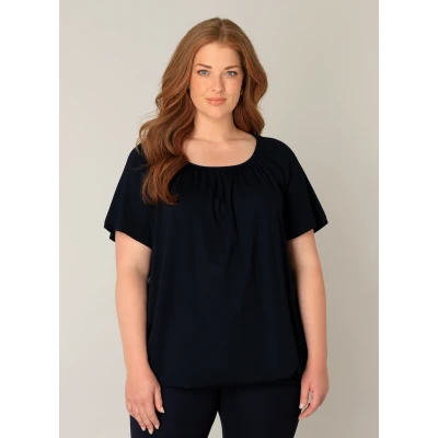 Abbildung von BASE Level Curvy YONI Tshirt basic, Damen, Größe: 46, Dark blue