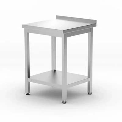 Abbildung von HENDI Arbeitstisch, Wandarbeitstisch, Arbeidsplatte, mit Regalboden, geschraubt, Verstellbare Füße, Zur Selbstmontage, für Restaurant, Bar, Küche, Aufkantung: 40mm, 600x600x(H)850mm, Edelstahl