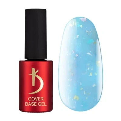 Abbildung von K Professional Base Coat Gel Cover Blue Flakes Camouflage 7ml Unterlack UV Nagellack Nägel Blau Flocken Tarnfarbe Glitzern Confetti LED