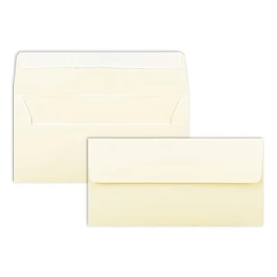 Abbildung von 150 Brief Umschläge DIN Lang Vanille (Creme) 110 g/m² 11 x 22 cm sehr formstabil Haftklebung Qualitätsmarke: FarbenFroh by GUSTAV NEUSER