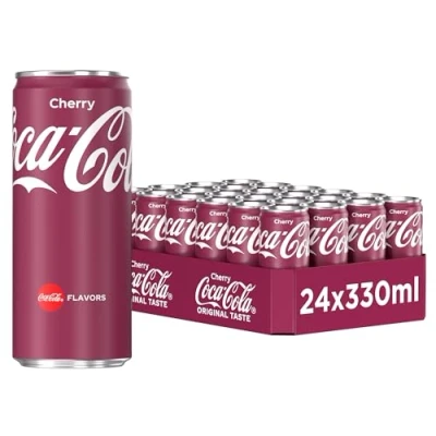 Abbildung von Coca Cola Cherry fruchtiges Erfrischungsgetränk mit Kirsch Geschmack koffeinhaltiger Softdrink in Einweg Dosen (24 x 330 ml)