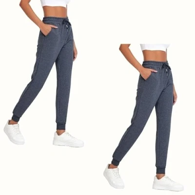 Abbildung von COMEOR Jogginghose Damen Baumwolle Sporthose Lang Warme Trainingshosen, Frauen Freizeithosen, Sweatpants mit Regular Passform für Fitness, Yoga, Freizeit (2 Pack Dunkelgrau 2XL)