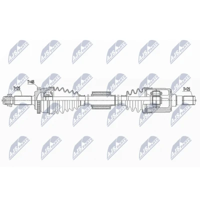Abbildung von NTY NPW HY 555 Antriebswelle Vorderachse links 685 73 HYUNDAI: i20 II Schrägheck