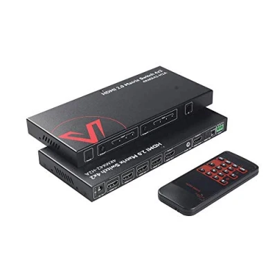 Abbildung von AV Access HDMI Matrix 4x2 4K@60Hz, ARC Funktion, 2.0, HDR10, 3D Effekt, Dolby Vision, HDCP 2.2, 4K auf 1080P Herunterskalieren, IR + API RS232 Steuerung, 4 In 2 Out Splitter Switch