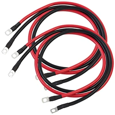 Abbildung von revolt 2 Stück Batteriekabel: 4er Set Batteriekabel, je 100 cm, 16 mm², rot/schwarz (Batterie Anschlusskabel, Fahrzeugkabel, Akku Ladegerät)