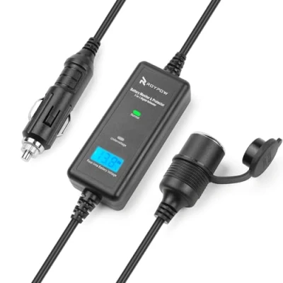 Abbildung von RoyPow VM10 12V 10A 120W All in 1 Fahrzeug KFZ BATTERIE MONITOR &amp; SCHÜTZER Verlängerungskabel mit Zigarettenanzünder