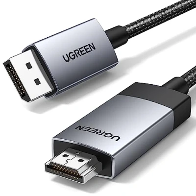 Abbildung von UGREEN 4K@60Hz DisplayPort zu HDMI Kabel DP Uni Direktional 1.2 2.0 HDR Adapter für Multi Screen Kompatibel mit Monitor, Projektor, Dell(1M)