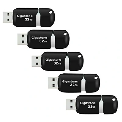 Abbildung von Gigastone V10 32GB 5er Pack USB 2.0 Flash Laufwerk, Einziehbare Tasten für MacBook Laptop, Windows Mac Linux kompatibel, Drive, Sticks, Farbe Schwarz