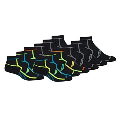 Abbildung von Saucony Men&#039;s Multi Pack Bolt Performance Quarter Socks, Black (12 Pairs), Shoe Size: 8 12