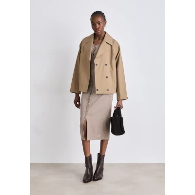 Abbildung von Calvin Klein Jeans Label Dress Jerseykleid, Damen, Größe: XS, Taupe gray