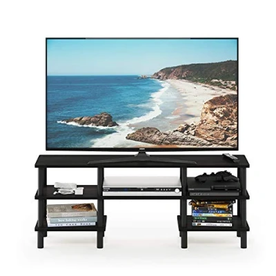 Abbildung von Furinno Mehrzweck TV Regal mit 3 Ebenen, holz, Espresso/Schwarz, 29.49 x 119.9 47.09 cm