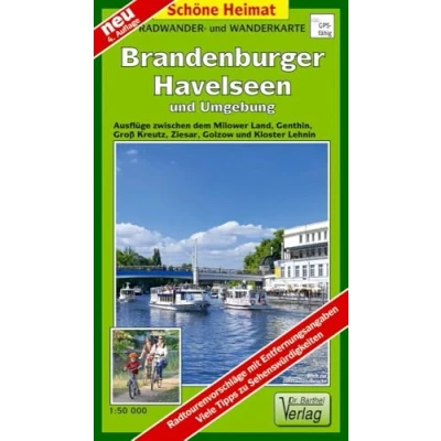 Abbildung von Radwander und Wanderkarte Brandenburger Havelseen Umgebung: Ausflüge zwischen dem Milower Land, Genthin, Groß Kreutz, Ziesar, Golzow Kloster Lehnin. 1:50000 (Schöne Heimat)