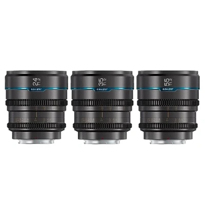 Abbildung von SIRUI Night Walker T1.2 S35 Cine Objektiv Set, 24 mm, 35 55 große Blende, manueller Fokus (MS 3SEG, E Mount, Metallgrau)