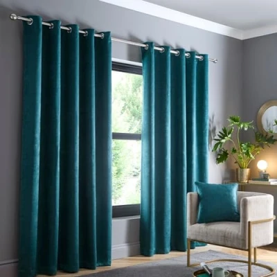 Abbildung von Fusion Türkisgrüne Vorhänge B66 x L90 (168 229 cm) Blaugrün Ösenvorhänge Grüne für Schlafzimmer/Wohnzimmer Türvorhänge Thermovorhänge/Fensterbehandlung Strata Kollektion